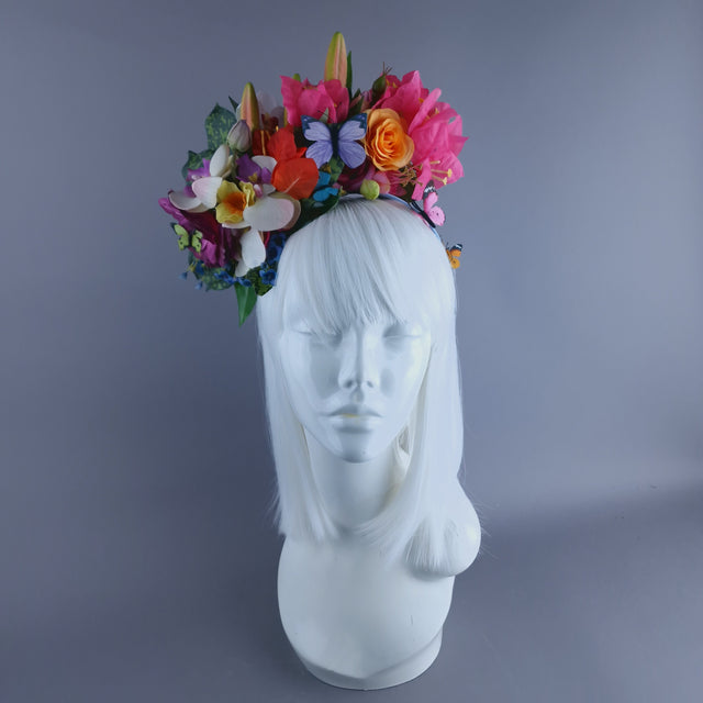 "Athalia" Colourful Flower & Butterfly Headdress