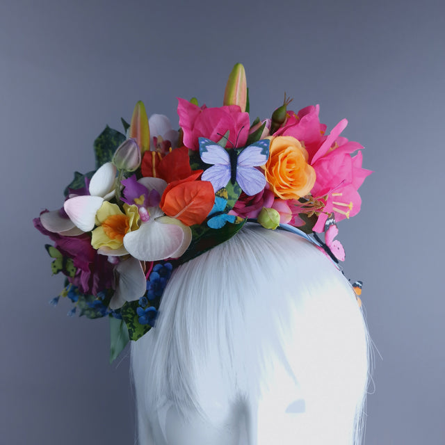"Athalia" Colourful Flower & Butterfly Headdress
