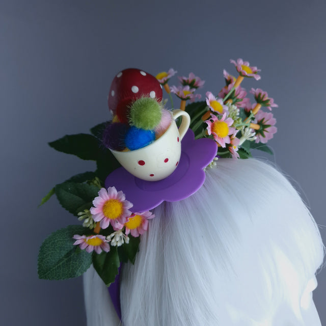 "Le Thé" Teacup & Flowers Headpiece