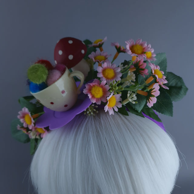 "Le Thé" Teacup & Flowers Headpiece