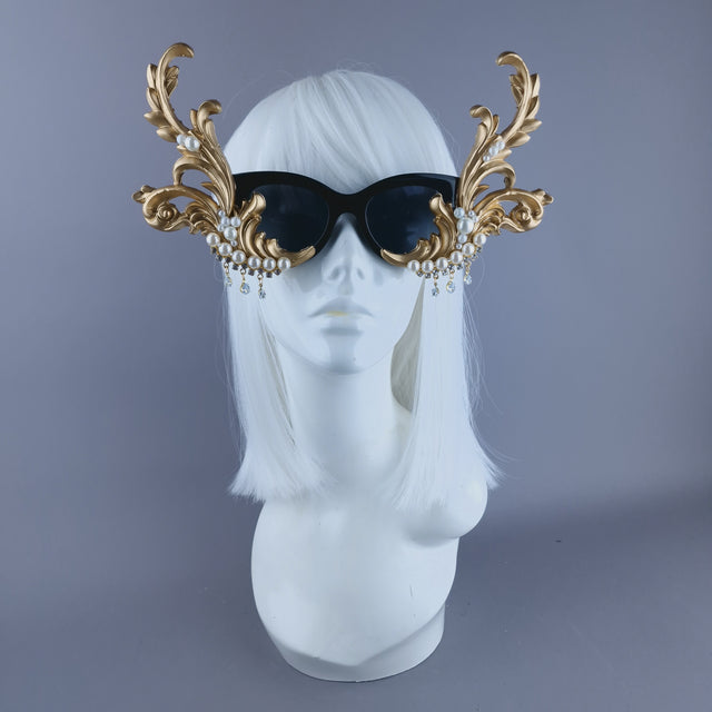 "Caravaggio" OTT Gold & Pearl Filigree Baroque Sunglasses