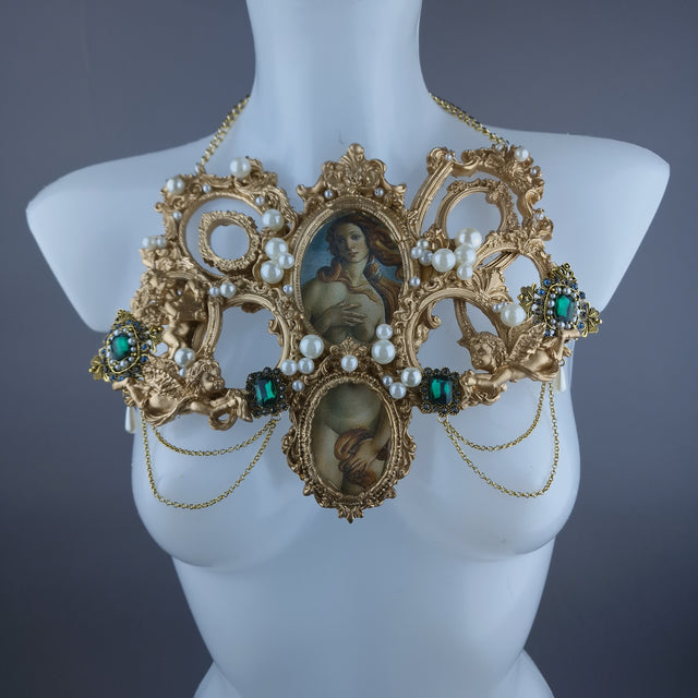 "Venus in Frames" Gold Filigree & Pearl Neckpiece