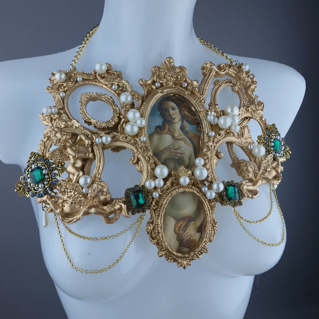 "Venus in Frames" Gold Filigree & Pearl Neckpiece