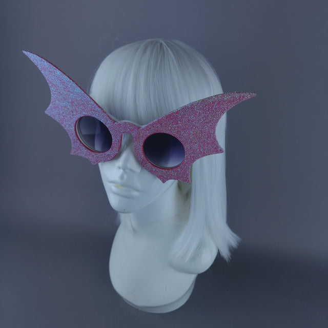 "The Night Flier" Iridescent Glitter Bat Wing Sunglasses