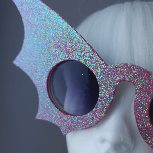 "The Night Flier" Iridescent Glitter Bat Wing Sunglasses