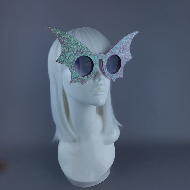 "The Night Flier" Iridescent Glitter Bat Wing Sunglasses