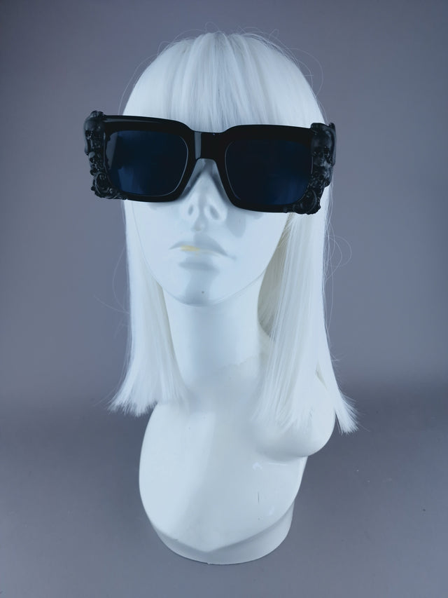 "Perseus" Black Skull & Snake Unisex Square Sunglasses