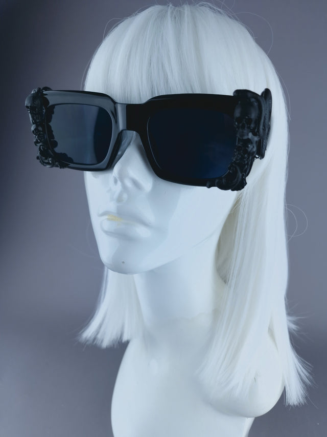 "Perseus" Black Skull & Snake Unisex Square Sunglasses