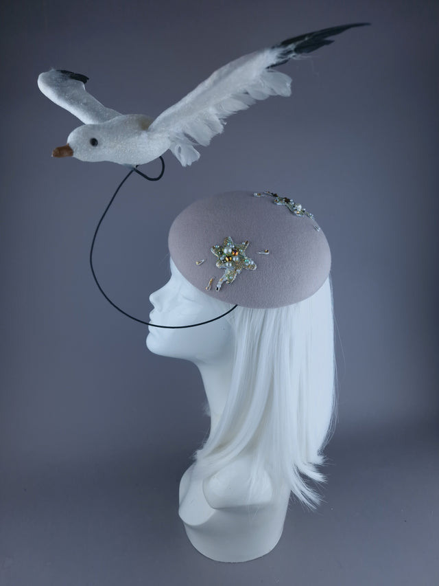 "Mierda" Kitsch Glitter Seagull Poop Fascinator Hat