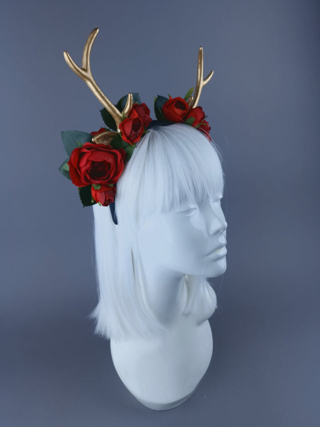 Deer Antler & Roses Xmas Headdress