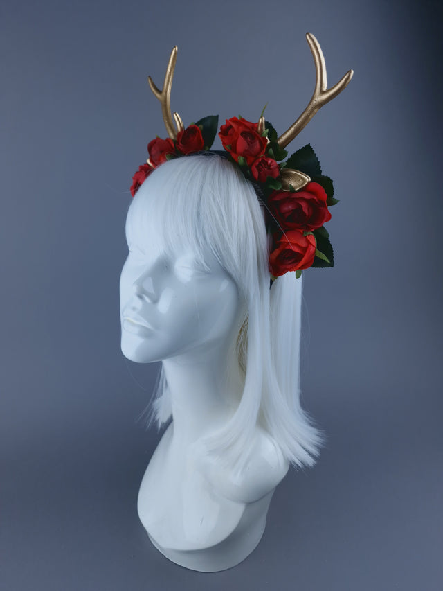 Deer Antler & Roses Xmas Headdress