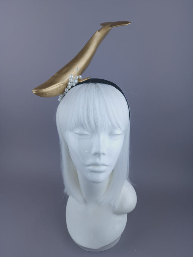Pearls & Swine: Gold & Pearl Headpiece with Whale "Whale of a Time"