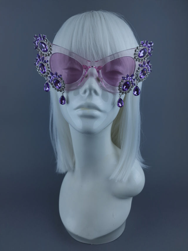 Pearls & Swine: Purple Jewel Cat-Eye Sunglasses "Zahra"