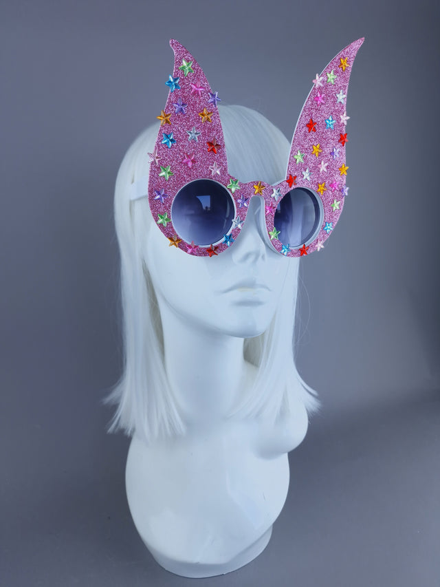 "Luppolo" Pink Glitter Bunny Rabbit Ear Sunglasses