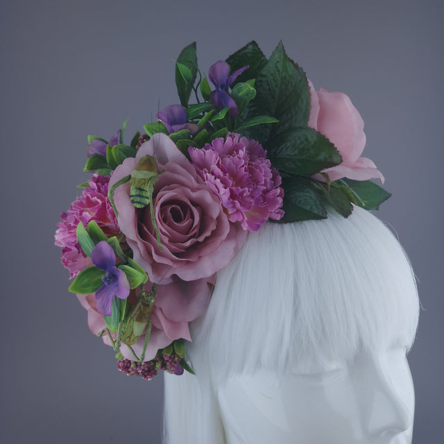 Pink Flower & Grasshoppers Headpiece