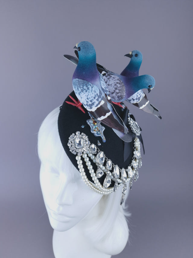 Pearls & Swine: Quirky Chic Pigeon Poop Fascinator Hat "Merde"