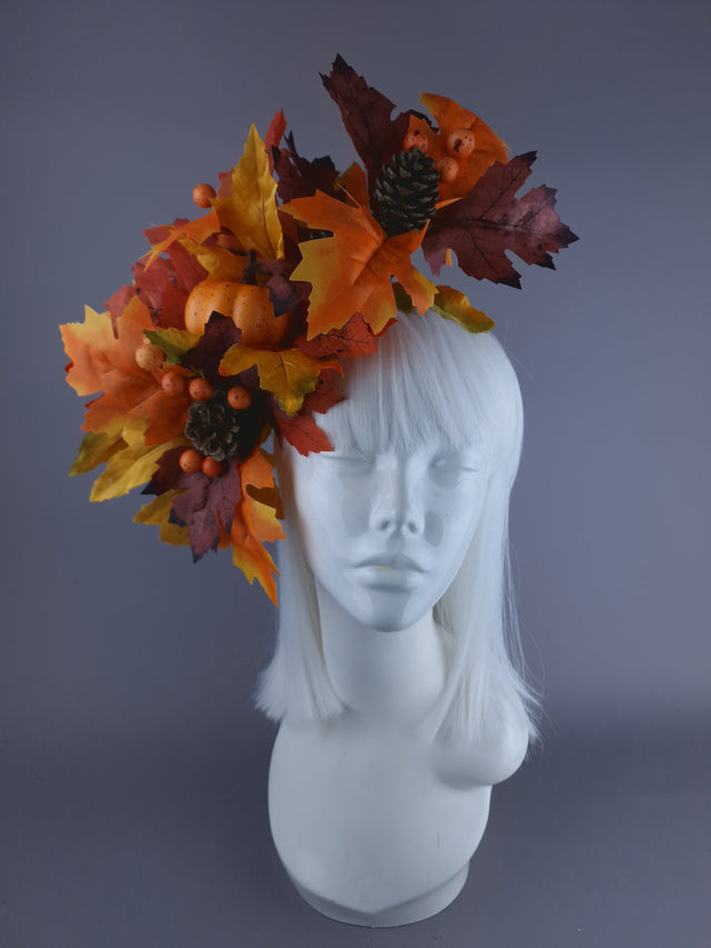 "Fall" Autumn Leaf & Pumpkin Headdress