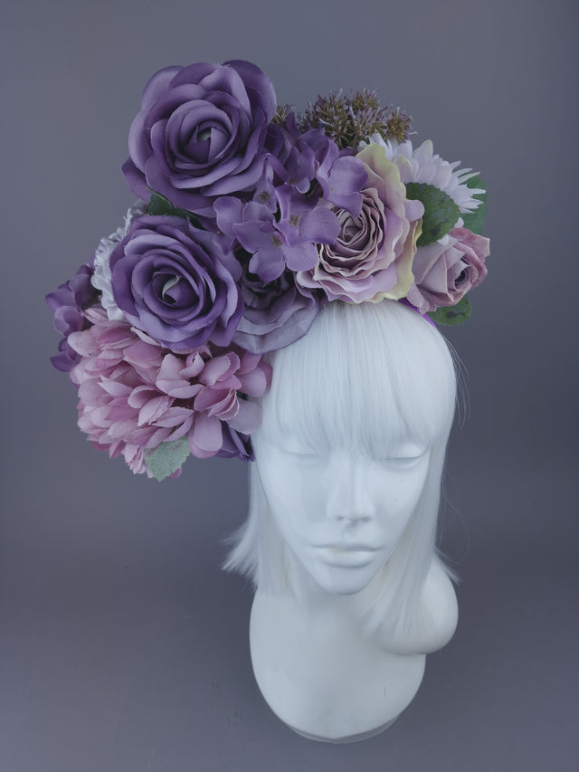 Pearls & Swine Headdress Purple Floral Flower
