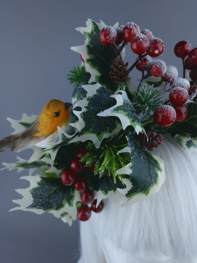 Robin & Snow Holly Xmas Headdress