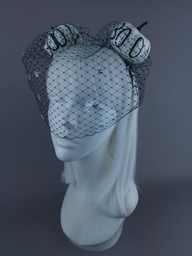 "Boo-Boo" Black & White Pumpkin Ear Veil Headdress