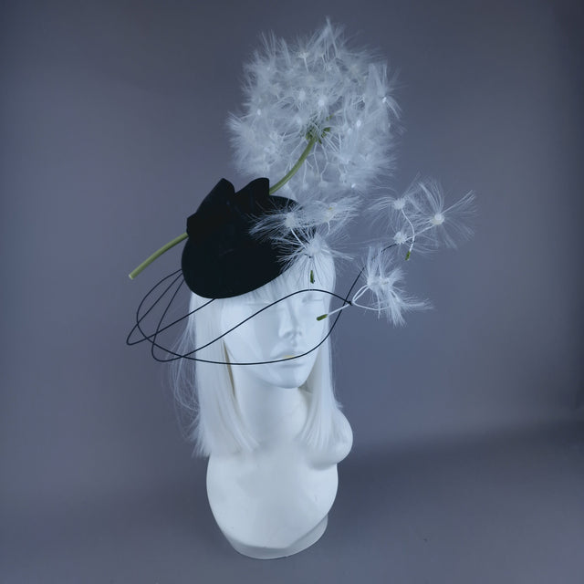 "Dandi-licious" Dandelion & Bow Black Fascinator Hat