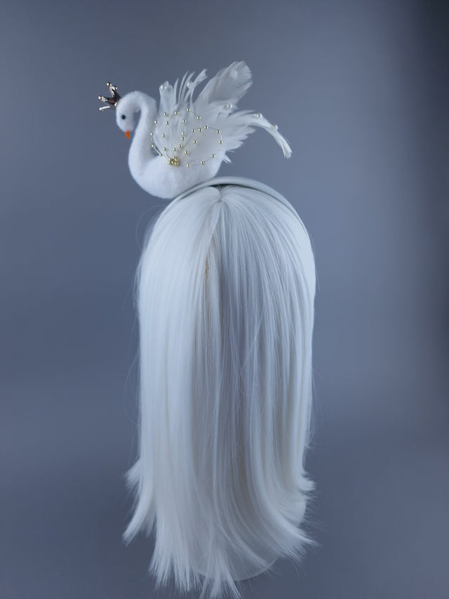 "Song" Swan with Llittle Crown Headpiece