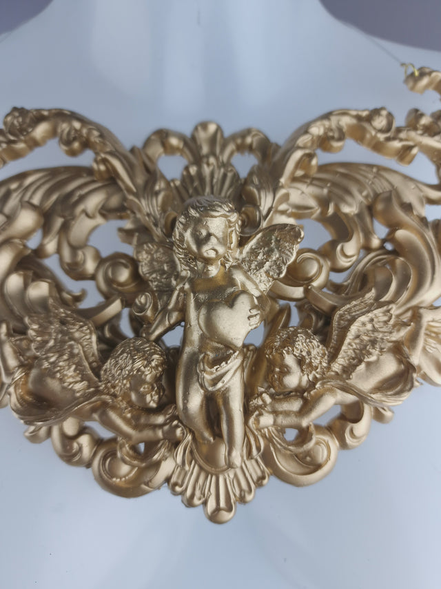 "Soul" Gold Cherub & Filigree Neckpiece