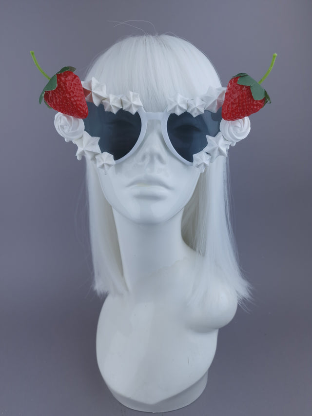 Pearls & Swine: Strawberries & Cream Heart-Shaped Sunglasses "SweetTreat"