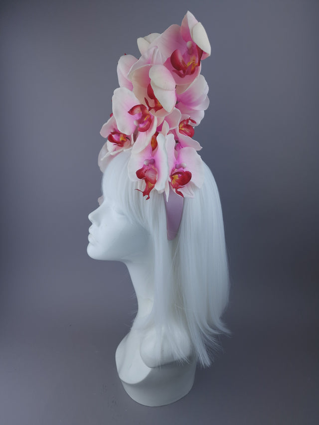 Pink & White Orchid Headdress