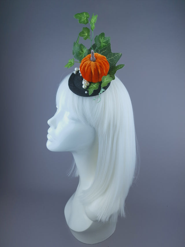 Pearls & Swine: Velvet Pumpkin, Ivy & Pearl Mini Fascinator