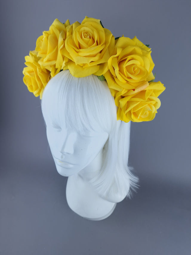 "Eva" Yellow Rose Flower Headdress & Neckpiece