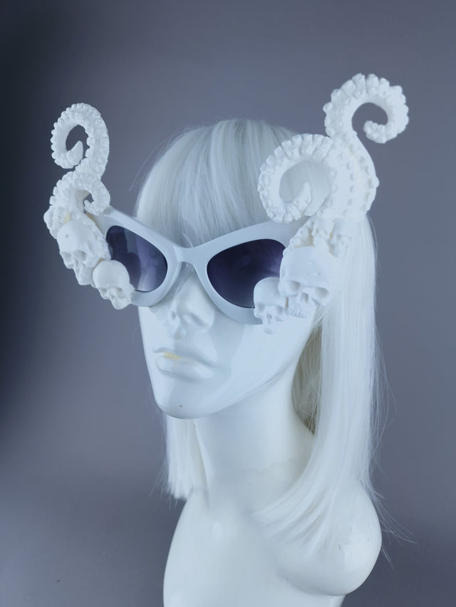 "Incantation" White Skulls Kraken Tentacles Sunglasses