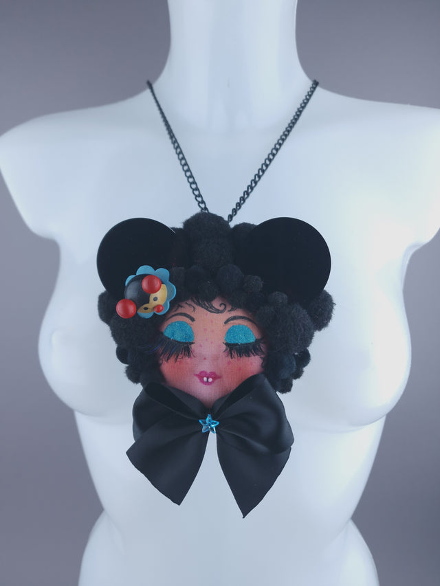 Black Ear Dollface Necklace Brooch Jewellery