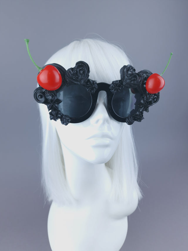 Pearls & Swine: Black Frosting Icing Cherry Sunglasses "Fondant"