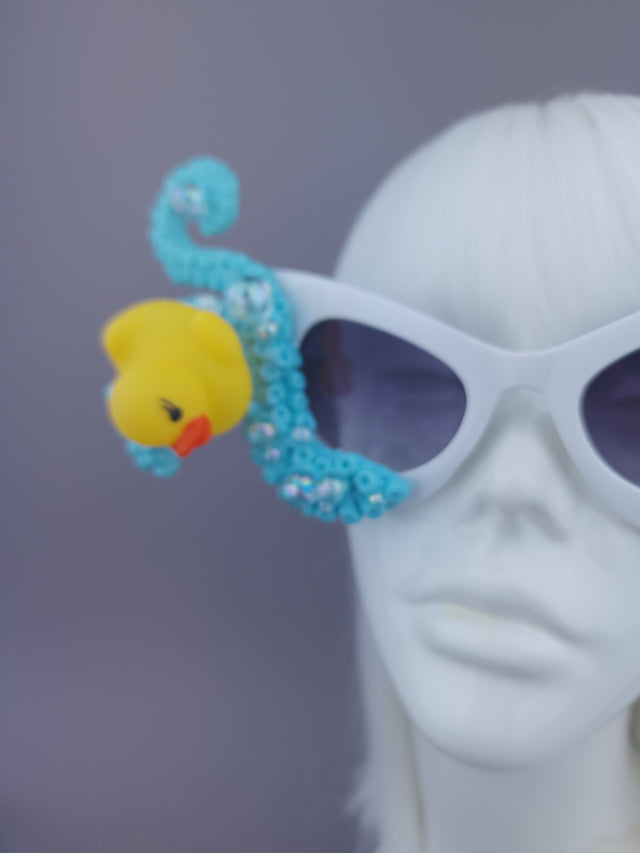 Pearls & Swine: Pastel Blue Tentacle & Duck Sunglasses "Bubble Bath"