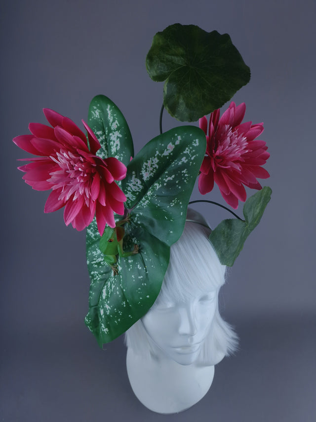 "Pond Life" Frog, Lily & Leaf Fascinator Hat