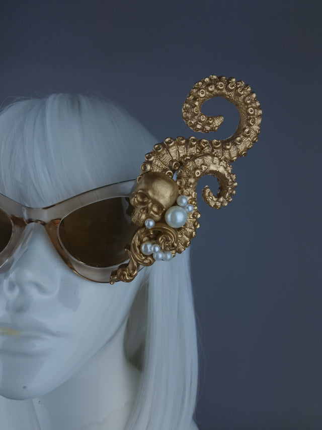 "Astaroth" Gold & Pearl Octopus Kraken Tentacle Sunglasses