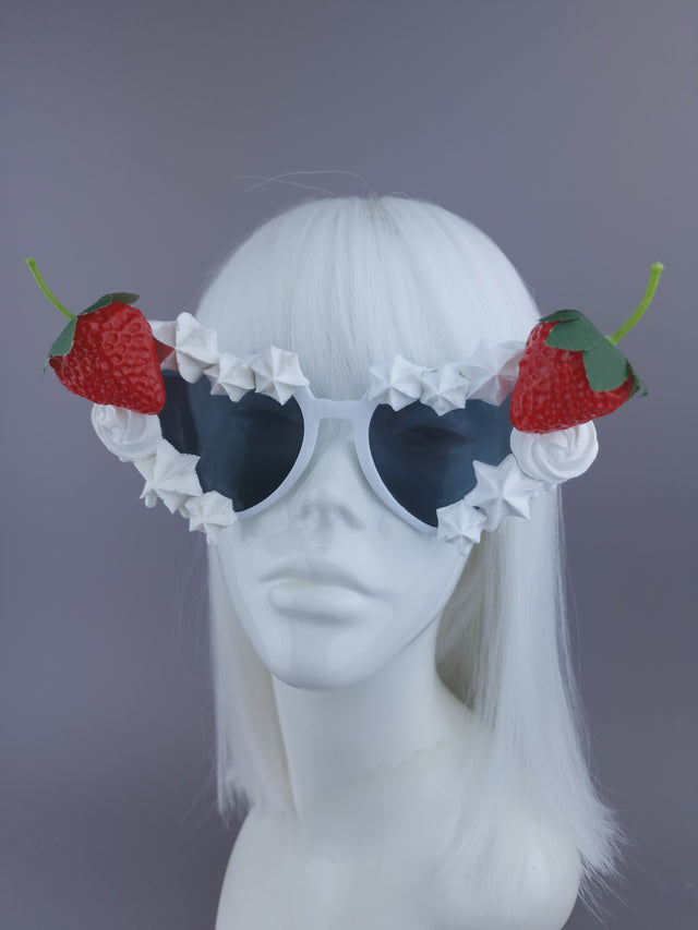 Pearls & Swine: Strawberries & Cream Heart-Shaped Sunglasses "SweetTreat"