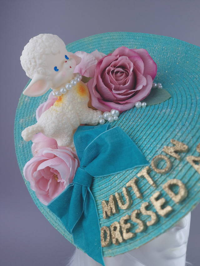 "Mutton Dressed As Lamb" Roses & Pearls Quote Hat
