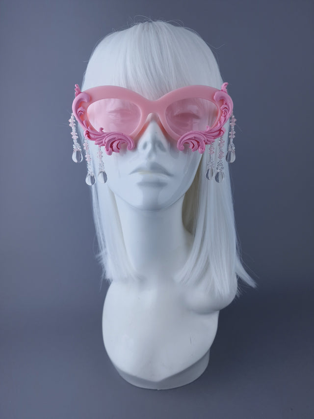 "Fianna" Pink Filigree  Beading Sunglasses