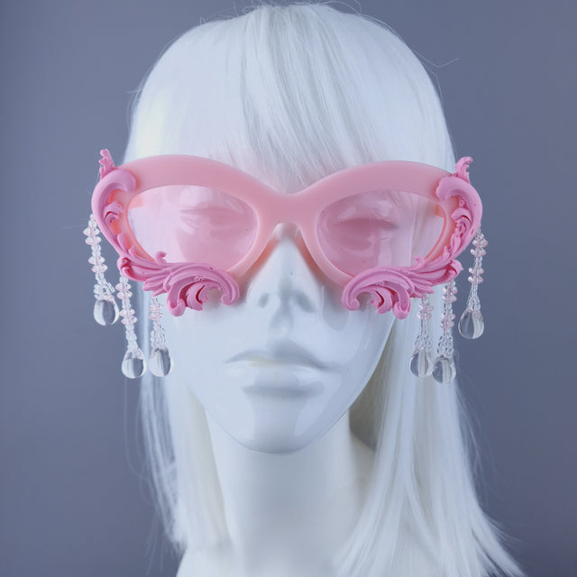 "Fianna" Pink Filigree  Beading Sunglasses