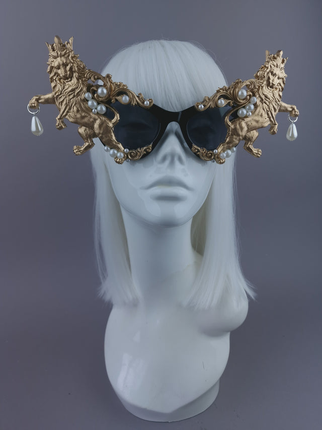 Pearls & Swine: Gold Lion Filigree & Pearl Sunglasses "Roar"