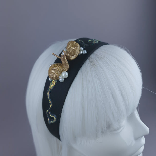 Pearls & Swine: Gold & Pearl Kissing Snails Headpiece "Hello Beautiful"