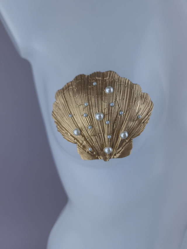 Pearls & Swine: Gold & Pearl Shell Mermaid Nipple Pasties "Ariel"