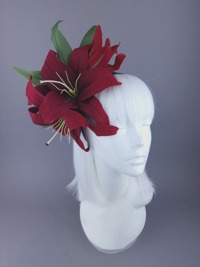 Red Lillies Flower Headpiece