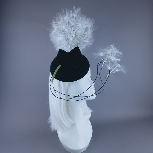 "Dandi-licious" Dandelion & Bow Black Fascinator Hat