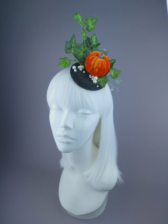 Pearls & Swine: Velvet Pumpkin, Ivy & Pearl Mini Fascinator
