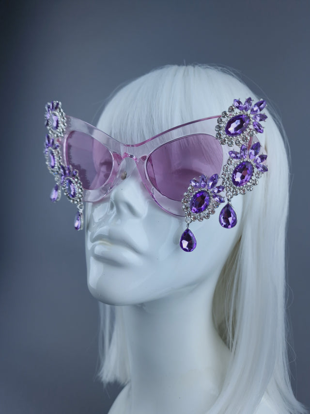 "Zahra" Purple Jewel Cateye Sunglasses