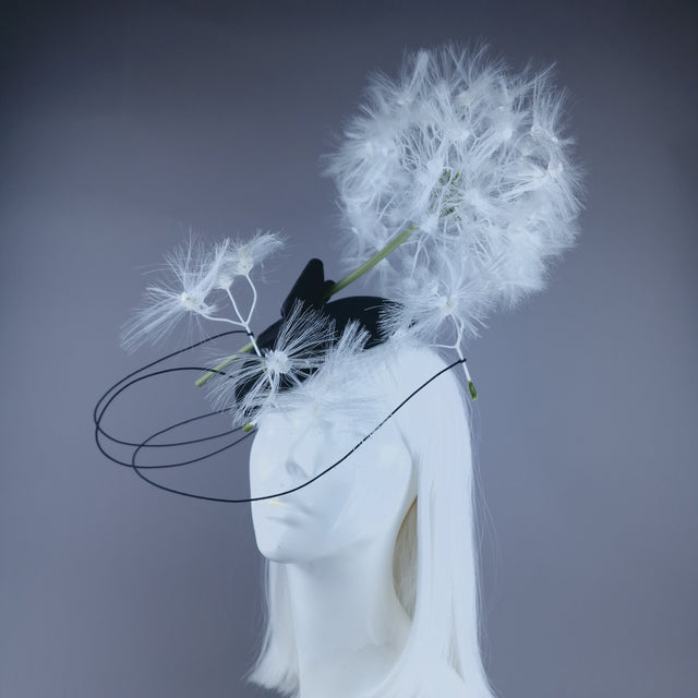 "Dandi-licious" Dandelion & Bow Black Fascinator Hat