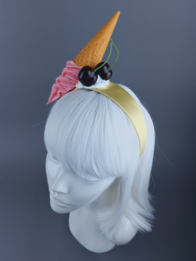 Pink Dropped Ice-cream & Cherries Headband